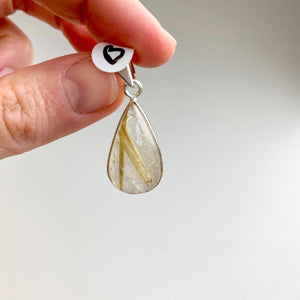 Pendentif en Quartz Rutile serti argent (avancer avec confiance vers l'avenir) pendentif [mes jolis cristaux]