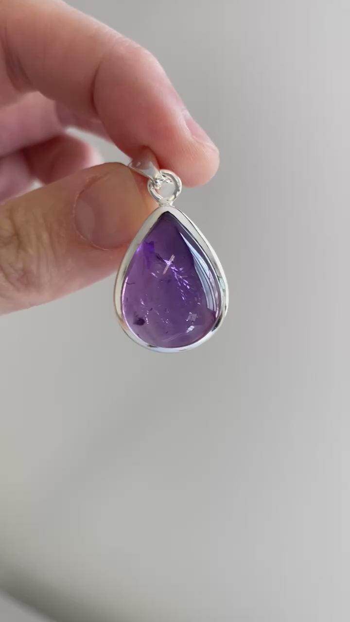 Pendentif goutte Améthyste serti argent mes jolis cristaux